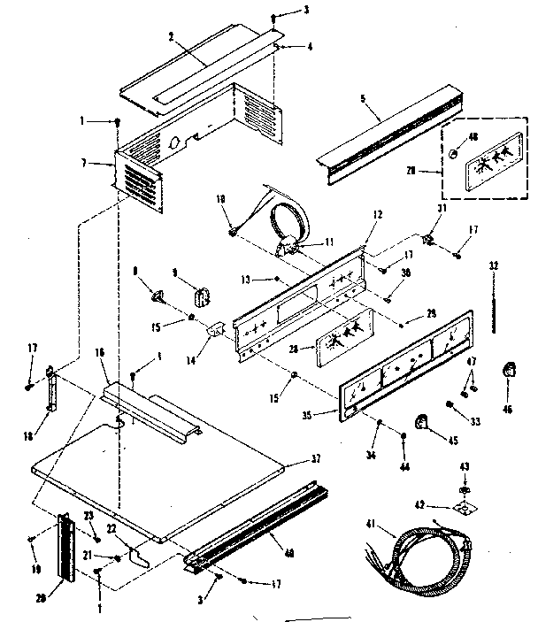 Kenmore 2784228591 control panel section diagram