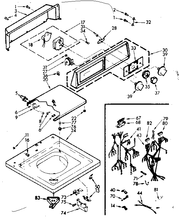 Kenmore 1107314612 top and console assembly diagram