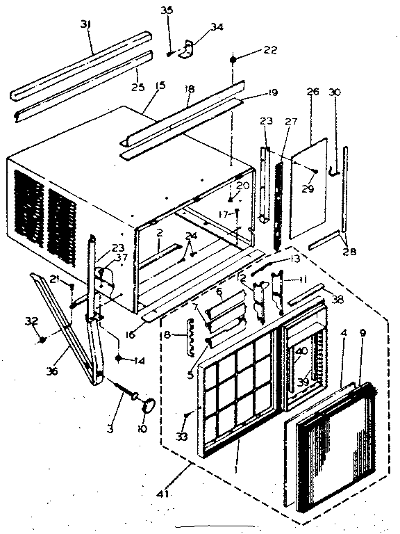 Kenmore 2538752590 cabinet and front panel parts diagram