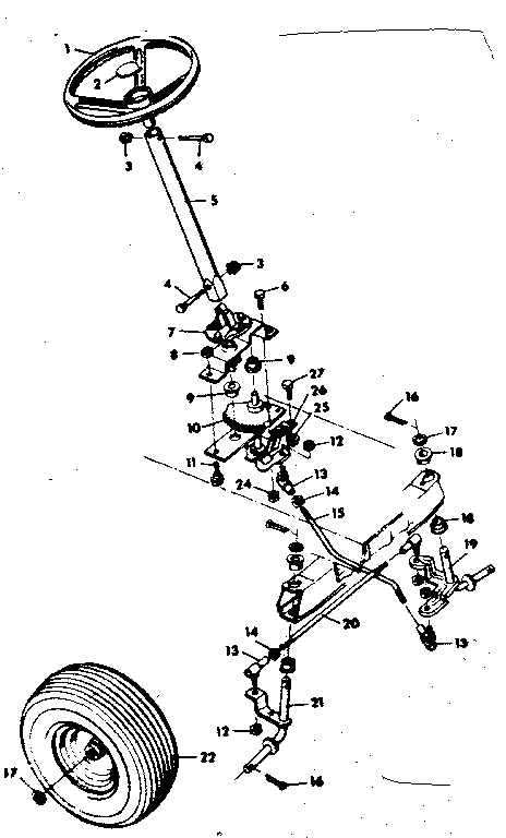 Craftsman 50225891 steering & front axle diagram