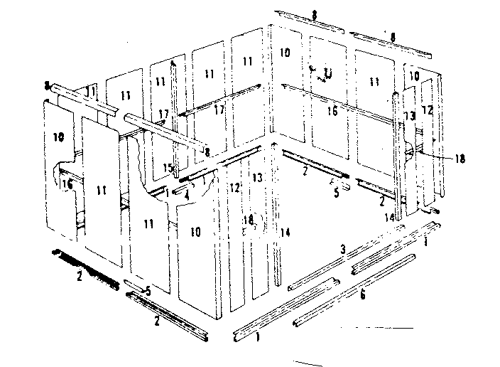 Sears 69668845 floor frame and wall assembly diagram