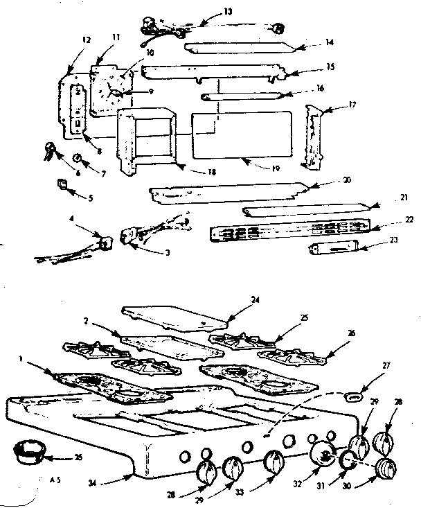 Kenmore 1037384404 backguard and maintop diagram