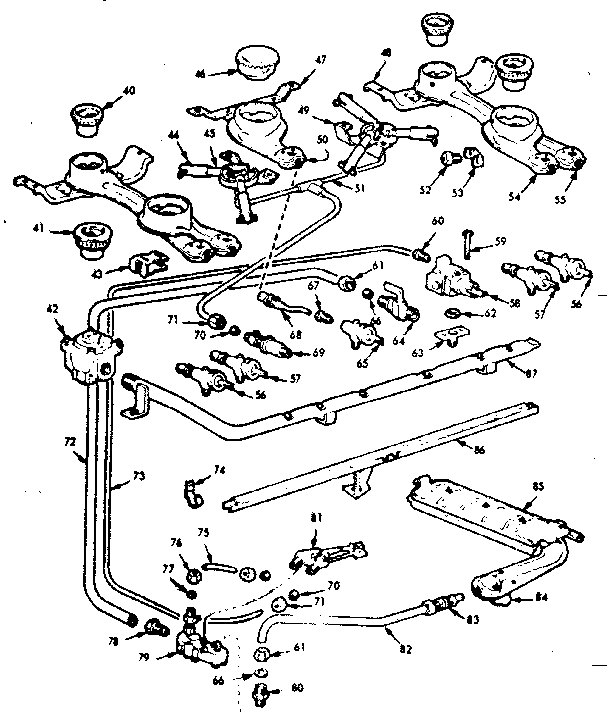 Kenmore 1037384404 burner section diagram