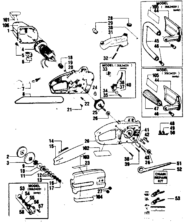Craftsman 35834021 replacement parts diagram