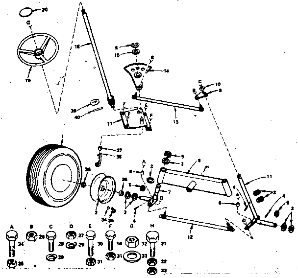 Craftsman 917255120 steering & front axle diagram
