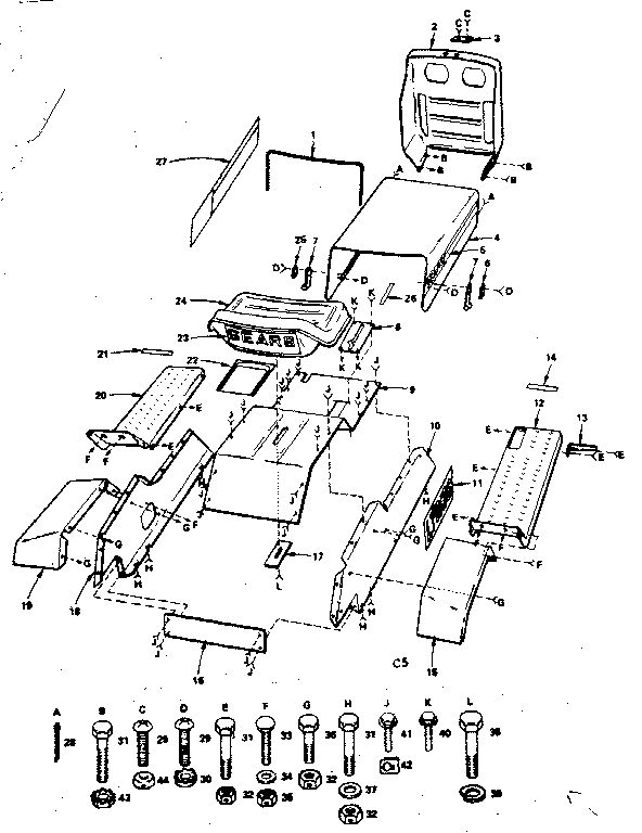 Craftsman 917255120 fender, hood and grill diagram