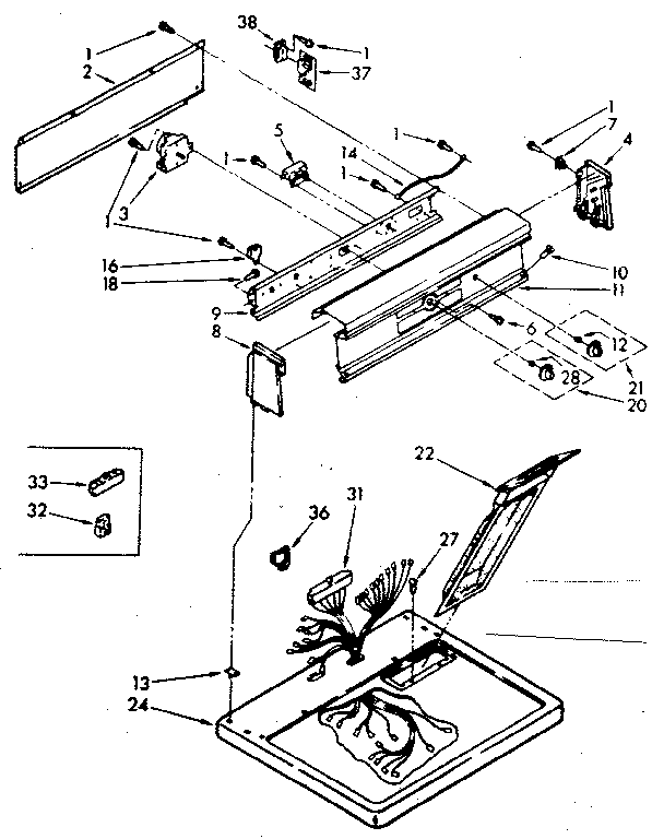 Kenmore 11087581110 top and console parts diagram