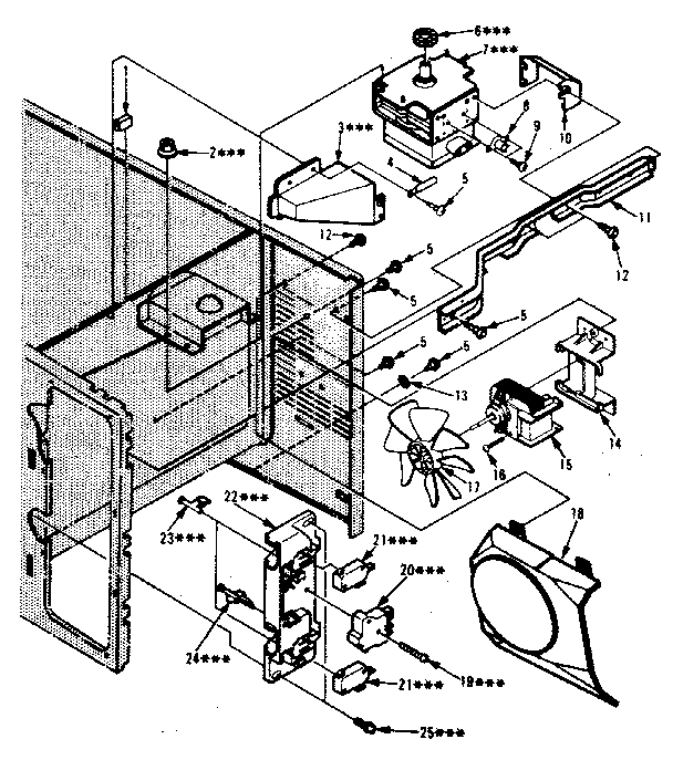 Kenmore 5648888621 switches and microwave parts diagram