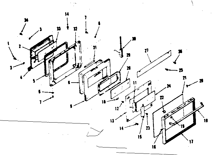 Kenmore 2784298492 upper oven door section diagram
