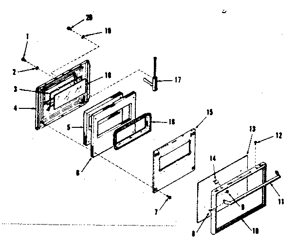 Kenmore 2784298492 lower oven door section diagram