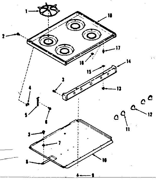 Kenmore 9116148511 main top section diagram