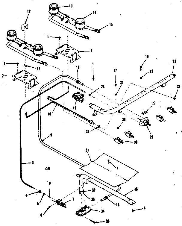 Kenmore 9116148511 burner section diagram