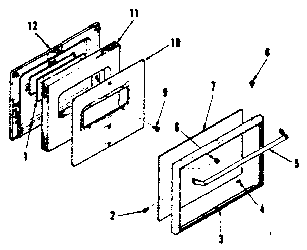 Kenmore 9116148511 oven door section diagram