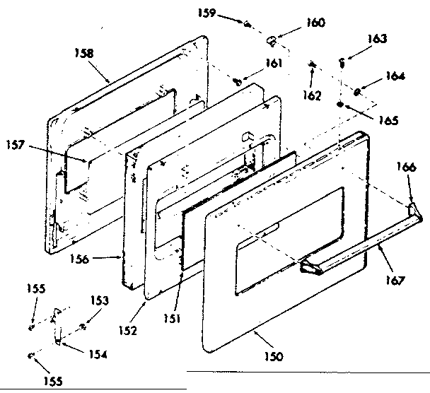 Kenmore 2783248292 visi-bake upper oven and lower broiler door diagram