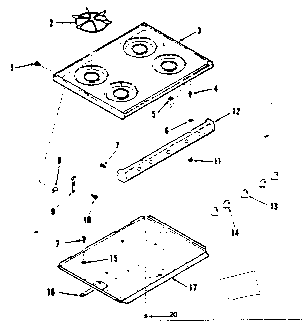 Kenmore 9116138610 main top section diagram