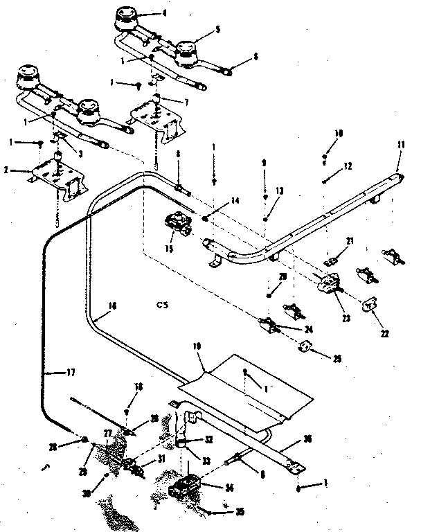 Kenmore 9116138610 burner section diagram