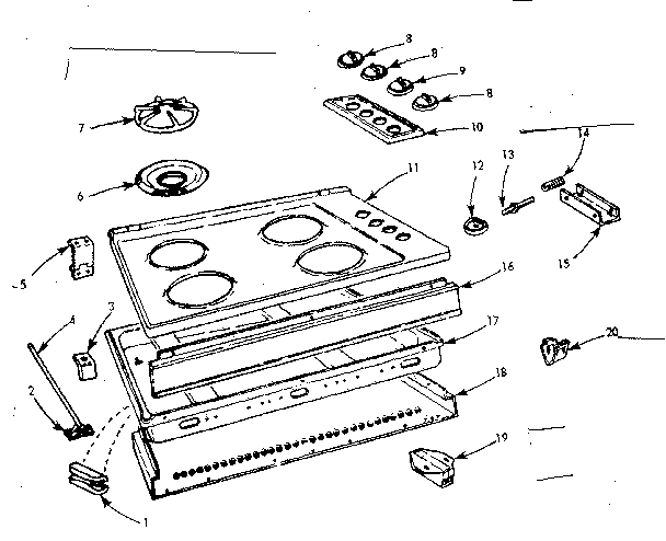 Kenmore 1037884010 maintop and body section diagram