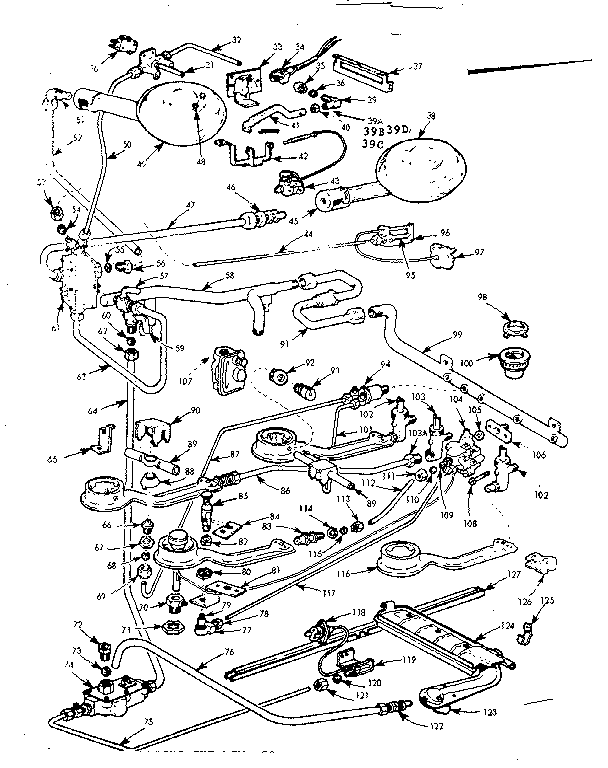 Kenmore 1037884524 burner section diagram