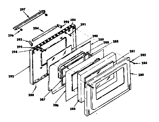 Kenmore 1554527500 oven door parts diagram