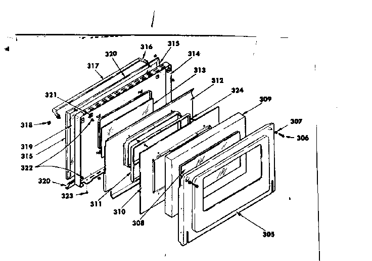 Kenmore 1554527500 oven door panel diagram