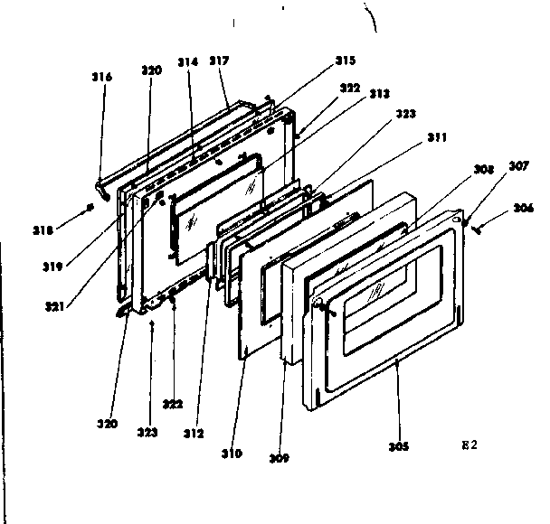 Kenmore 1554527700 oven door parts diagram