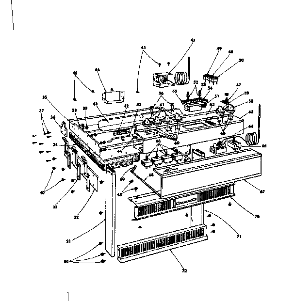 Kenmore 1554567390 control panel and top shelf diagram