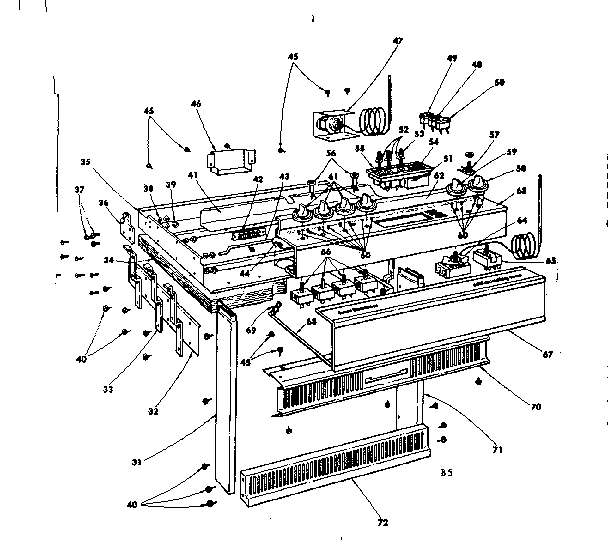 Kenmore 1554567590 control panel and top shelf diagram