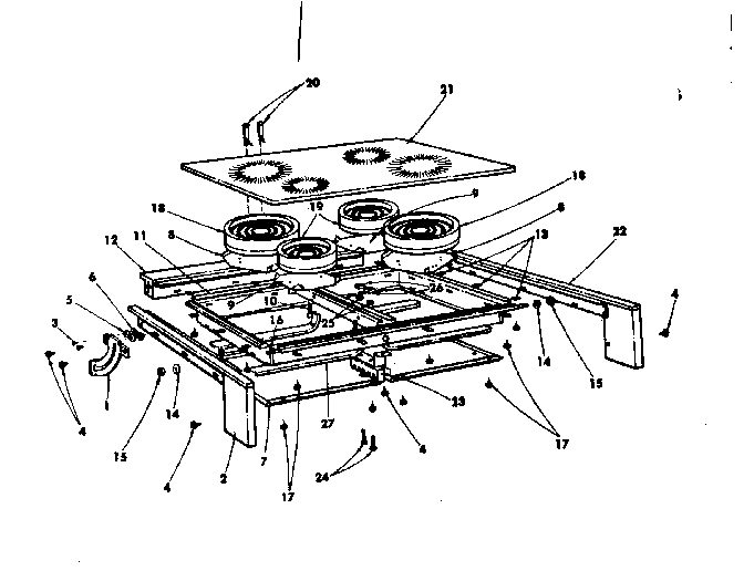 Kenmore 1554567591 glass top and housing diagram
