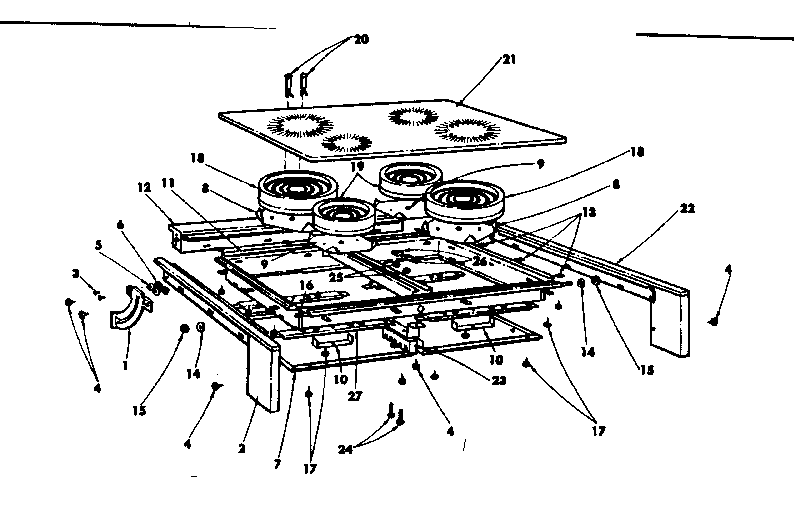 Kenmore 1554537690 glass top and housing diagram