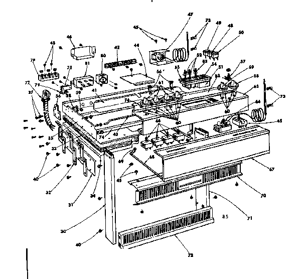 Kenmore 1554537690 control panel and top shelf diagram