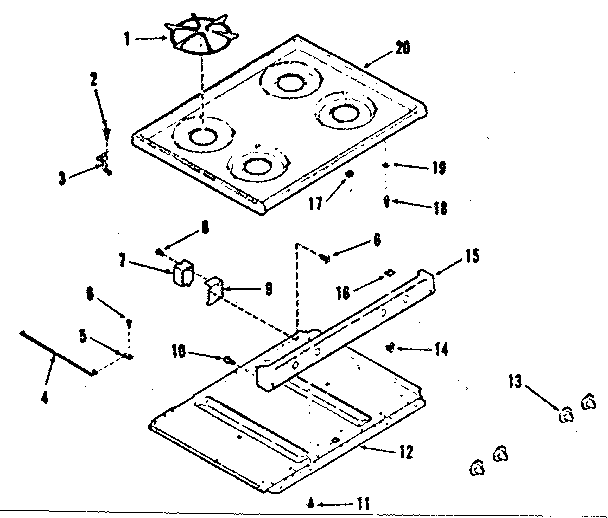 Kenmore 9117878311 main top section diagram