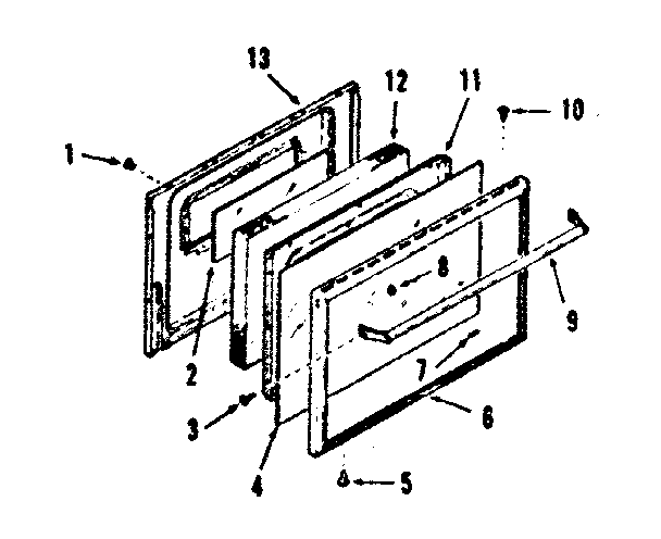 Kenmore 9117878311 oven door section diagram
