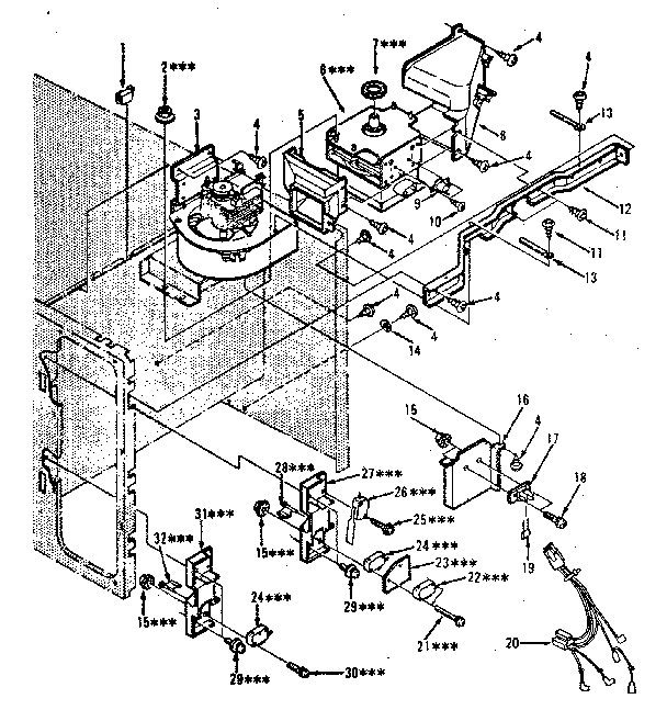 Kenmore 9117878311 switches and microwave parts diagram
