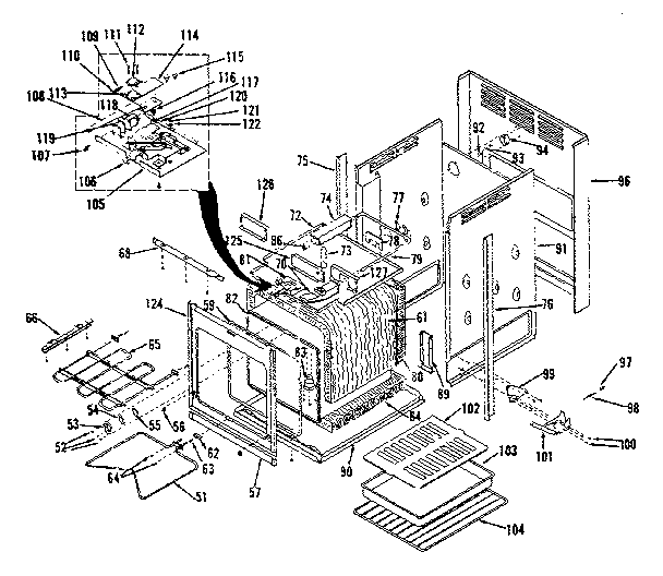 Kenmore 8504258310 body (single ovens) 850.4238310, 4238390, 4258310, 4258390 diagram