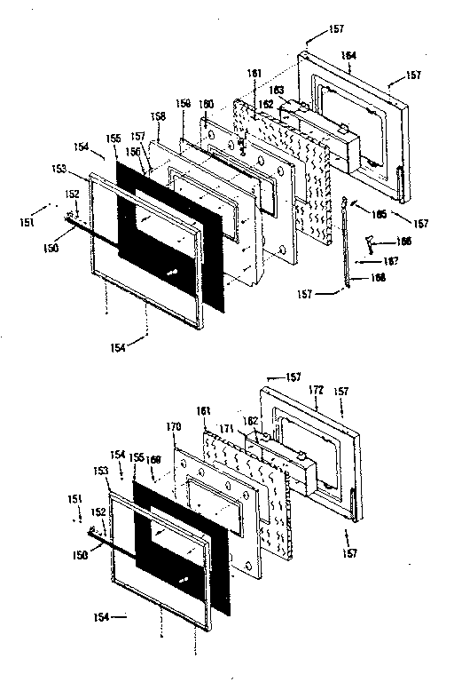 Kenmore 8504258310 black glass doors 850.4238390, 4258390, 4278390, 4298390 diagram