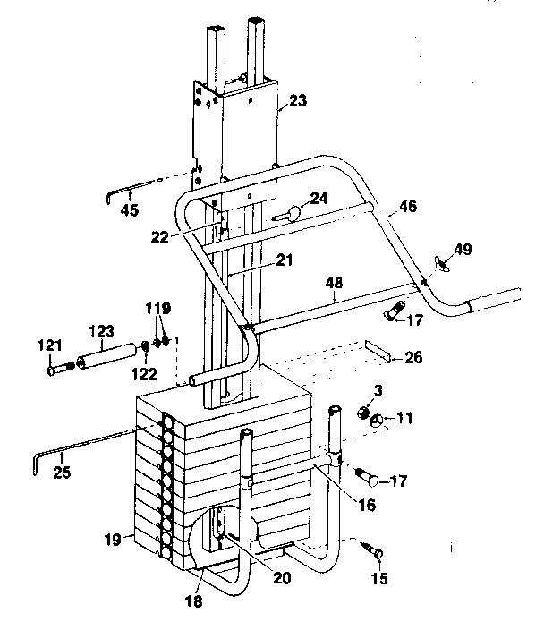 DP 3100-BENCH PRESS handlebar assembly diagram