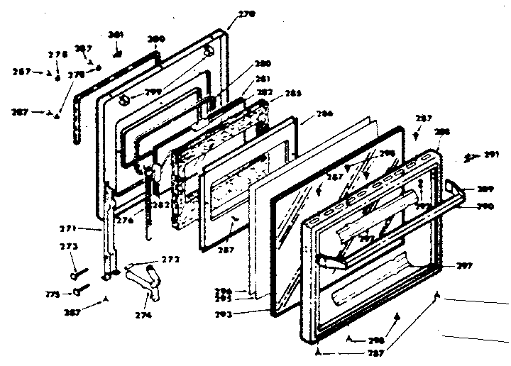 Kenmore 6283538550 door assembly (for model 628.3538550) diagram