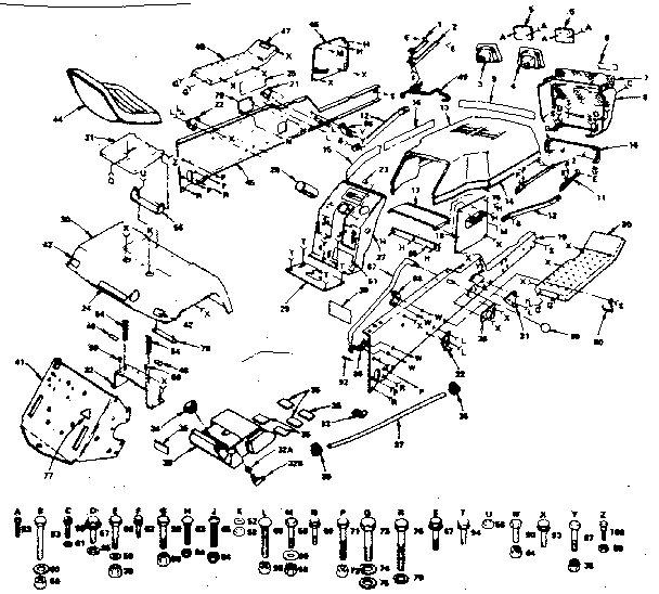 Craftsman 917253745 chassis, fender and dashboard diagram