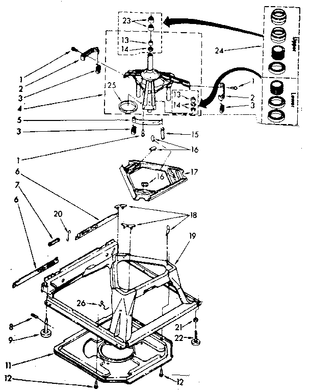 Kenmore 11082683300 machine base parts diagram