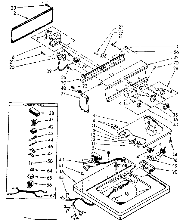 Kenmore 11083370730 top and console parts diagram