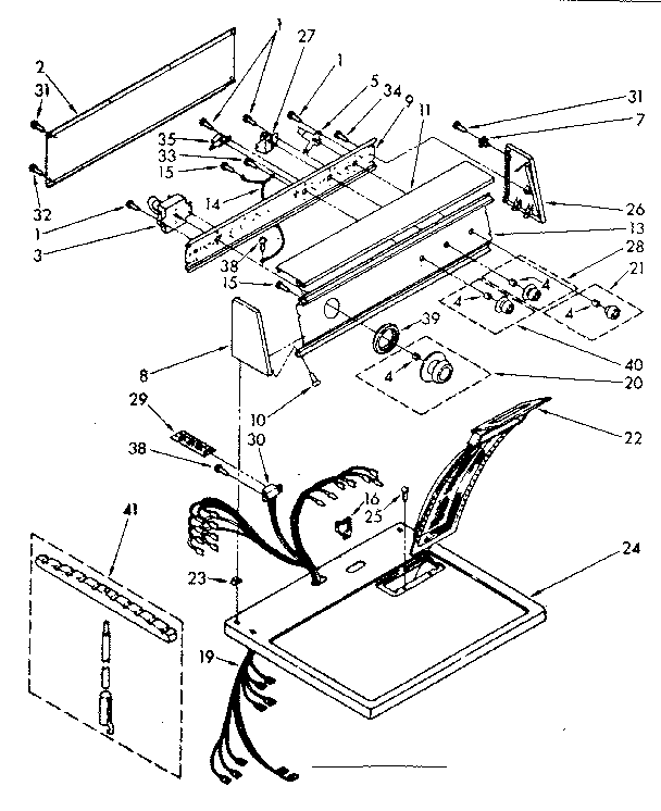 Kenmore 11086692700 top and console parts diagram