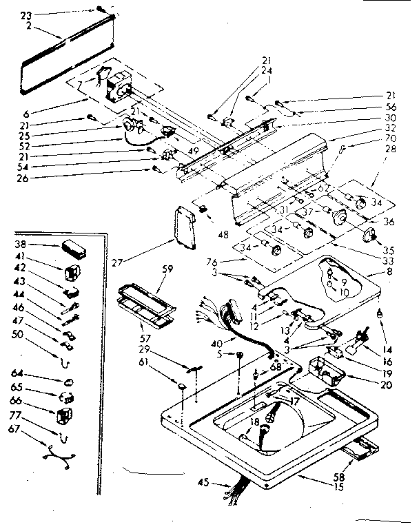 Kenmore 11083592610 top and console parts diagram
