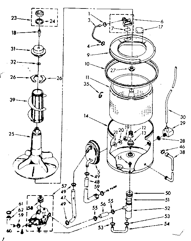 Kenmore 11083592610 tub and basket parts diagram