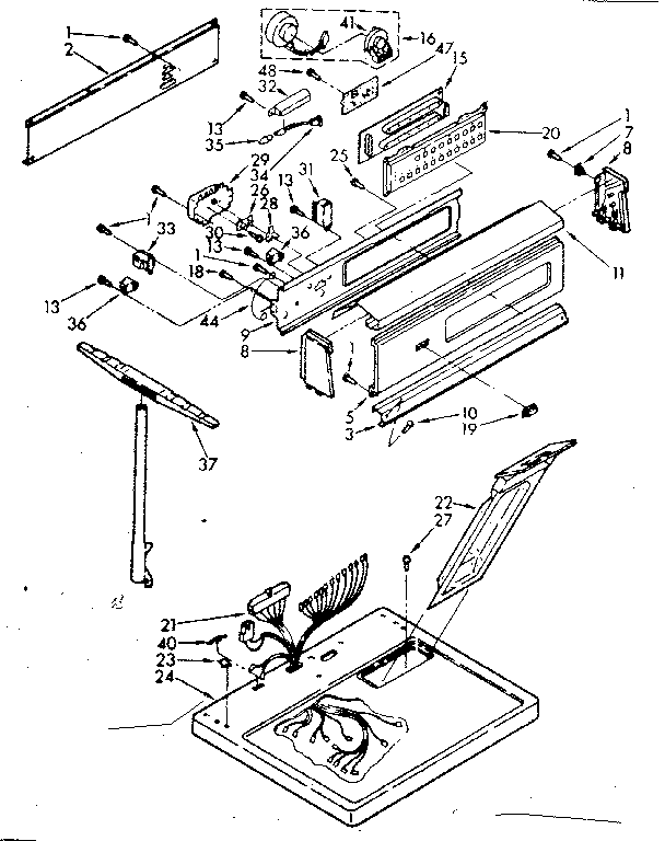 Kenmore 11086594600 top and console parts diagram