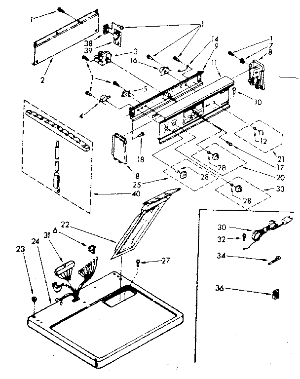 Kenmore 11087592710 top and console parts diagram