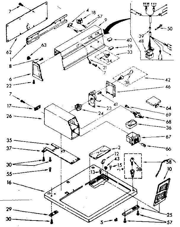 Kenmore 11076408160 top and console parts diagram