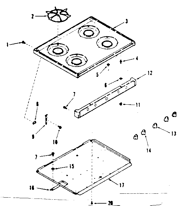 Kenmore 9117838610 main top section diagram