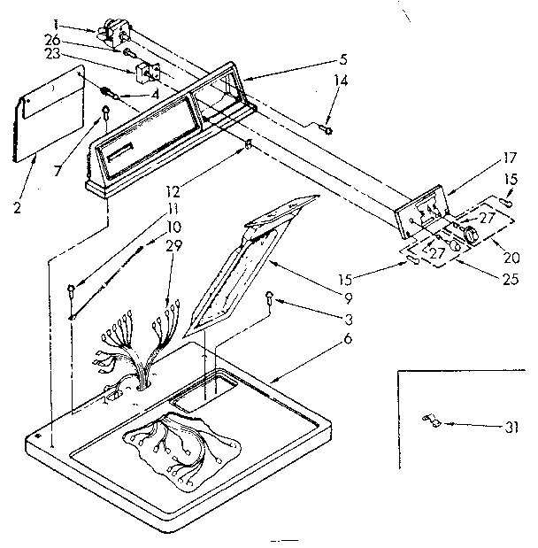 Kenmore 11087821100 top and console parts diagram