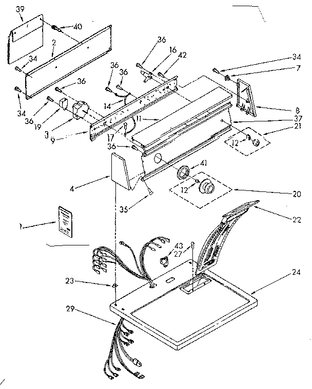 Kenmore 110878662600 top and console parts diagram