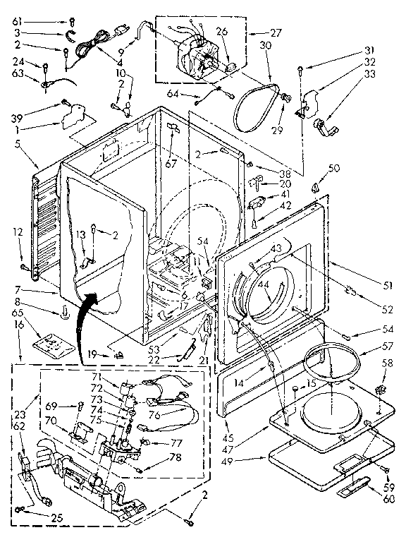 Kenmore 11087864300 cabinet parts diagram
